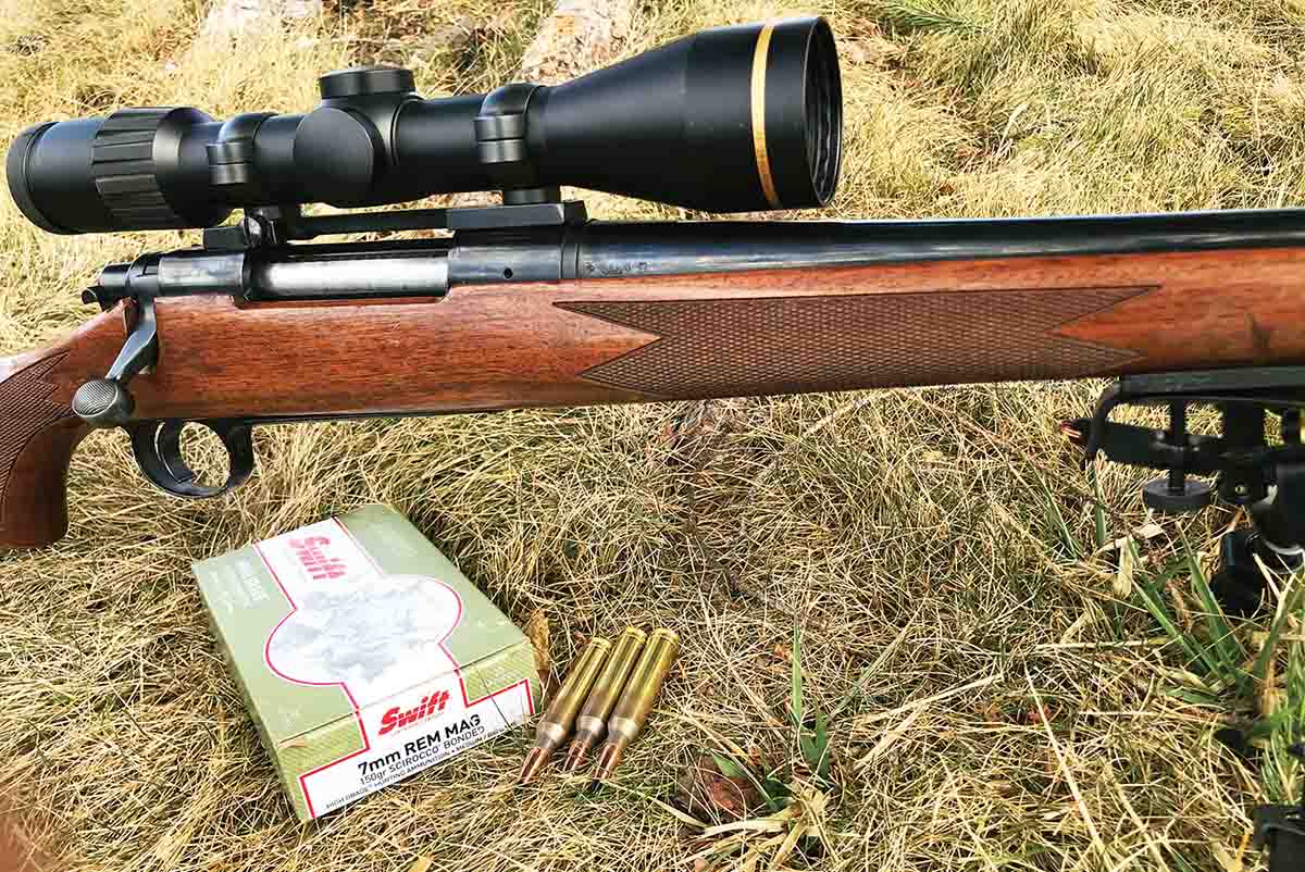 Swift High Grade factory 7mm Remington Magnum cartridges loaded with 150-grain Scirocco bullets averaged just over one-inch groups shot from a Remington Model 700 Classic.